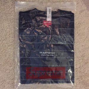 NWT Supreme Navy Logo Stripe Top Size Medium